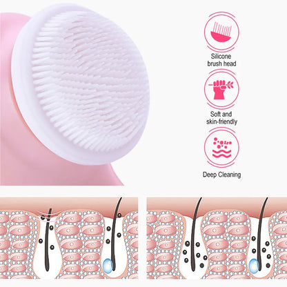 3 in 1 Electric Facial Cleansing Brush – Rechargeable Face Wash Machine, Skin Care Massager & Blackhead Cleaning Device