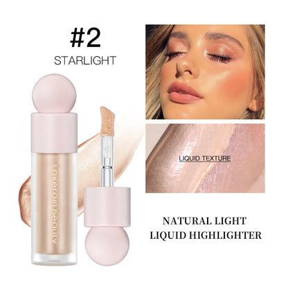 Liquid Highlighter & Bronzer – 4 Color Face Contouring Shimmer Makeup, Illuminating Glow High Lighter Fluid