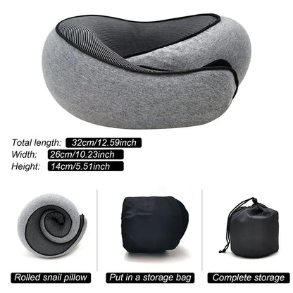 Memory Foam Travel Neck Pillow – U-Shaped Snail Design for Adjustable Support