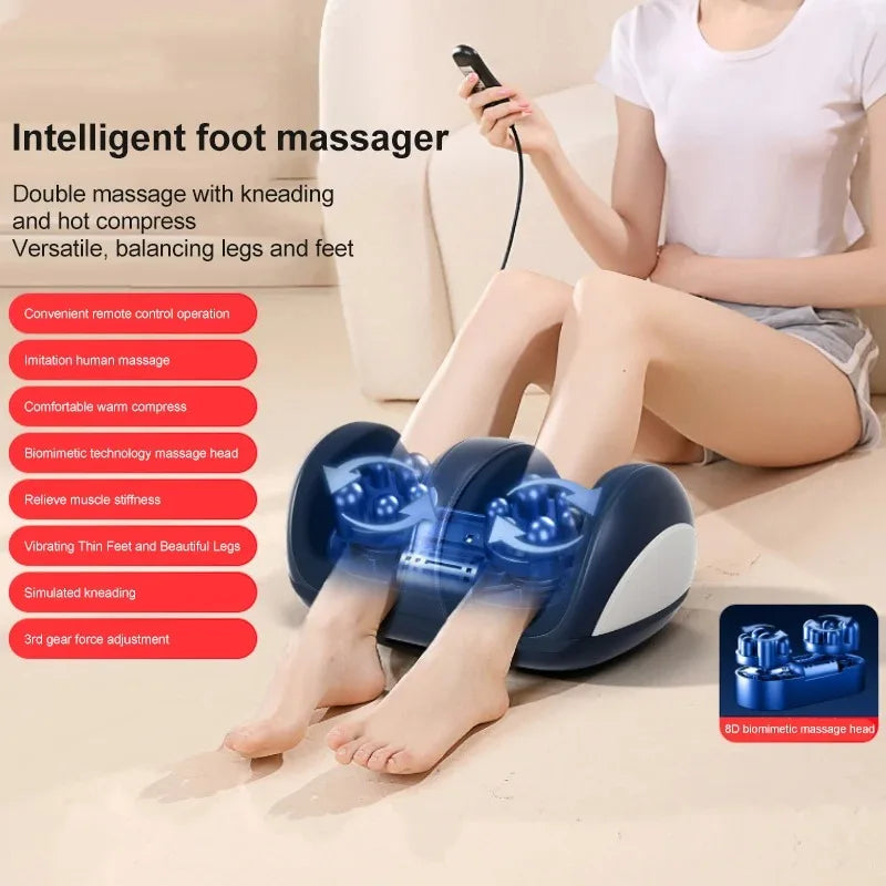 Extra-Large Electric Shiatsu Foot & Calf Massager with Hot Compress & Deep Kneading Roller