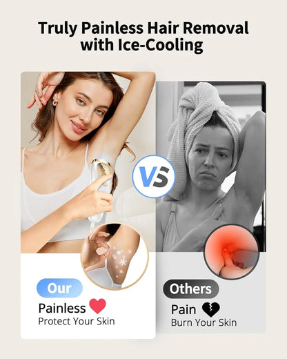 IPL Hair Removal Device with Ice-Cooling – 9 Energy Levels, Unlimited Flashes, Painless Laser Depilator
