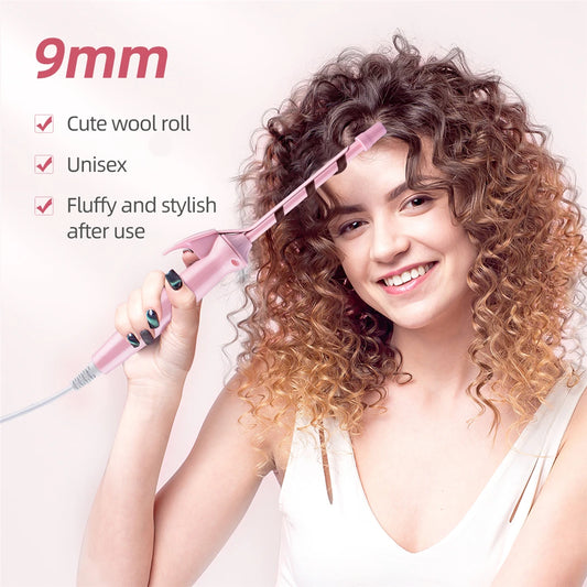 9mm Mini Ceramic Hair Curling Iron – Professional Electric Curler Wand & Small Crimping Iron – Salon Styling Tool