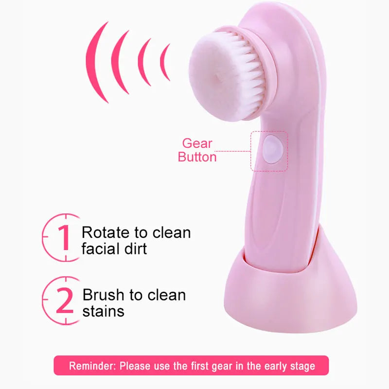3 in 1 Electric Facial Cleansing Brush – Rechargeable Face Wash Machine, Skin Care Massager & Blackhead Cleaning Device