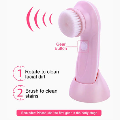 3 in 1 Electric Facial Cleansing Brush – Rechargeable Face Wash Machine, Skin Care Massager & Blackhead Cleaning Device