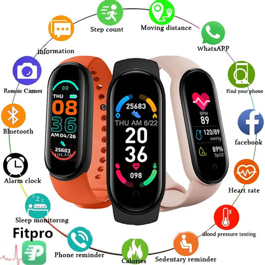 M6 Fitness Smartwatch (Unisex) – Heart Rate & Blood Pressure Tracker