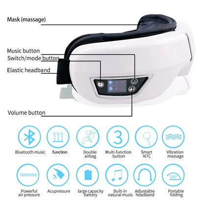 VisioRelax™ 6D Smart Eye Massager – Airbag Compression, Vibration & Bluetooth Music Sleep Mask