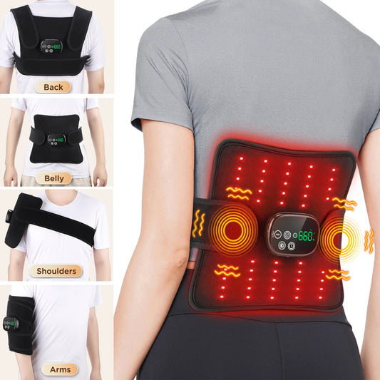Wireless Electric Infrared Knee Heating Pad – Vibration Massager & Thermal Support Brace for Knee, Back & Waist