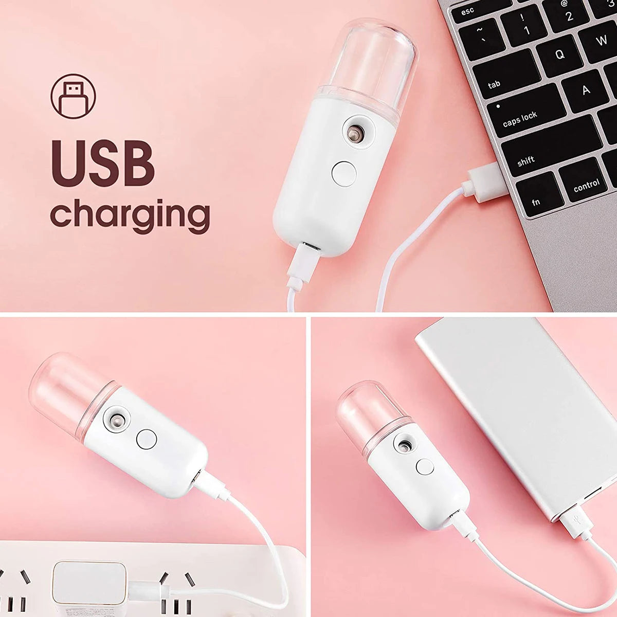 30ml Mini Facial Steamer – Portable Rechargeable Nano Mist Sprayer, Wireless Cool Mist Hydrator for Skin Care & Hydration