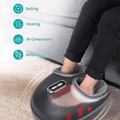 ReviSole™ Air Compression Heated Foot Massager – Deep Kneading Shiatsu Therapy for Muscle & Heel Pain Relief