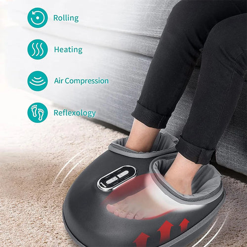 ReviSole™ Air Compression Heated Foot Massager – Deep Kneading Shiatsu Therapy for Muscle & Heel Pain Relief