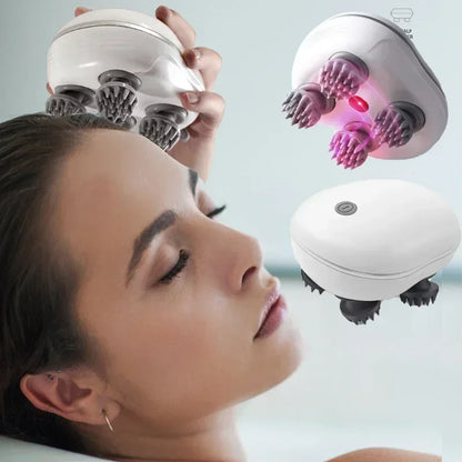 Electric Scalp Head Massager with Red Light Therapy – Anti-Stress Relaxation, Muscle Tension Relief & Fatigue Removal