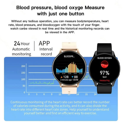 Wireless Charging Smartwatch (Unisex) — Bluetooth Calls, Health Tracking (HR, BP, SpO₂), Custom Faces, Waterproof