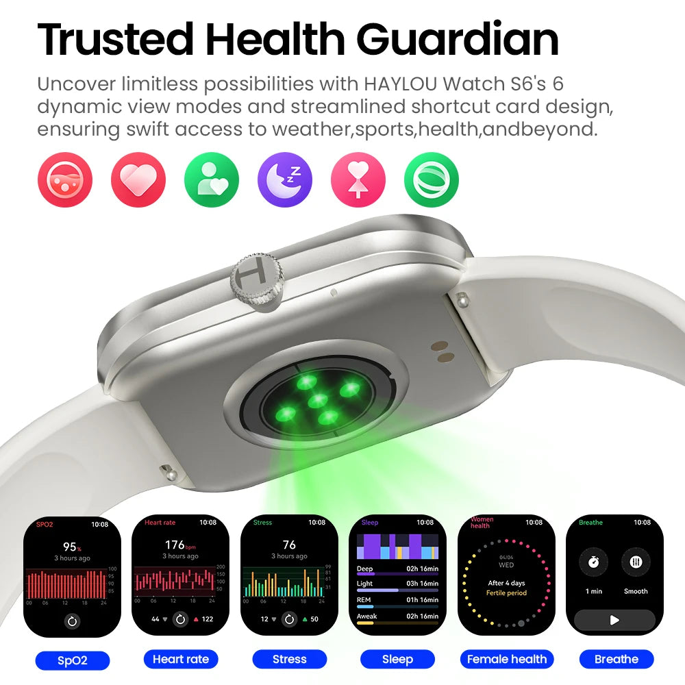 Watch S6 Voice-Call Smartwatch (Unisex) — Health Monitoring, IP68 Waterproof, Voice Assistant & Smart Notifications
