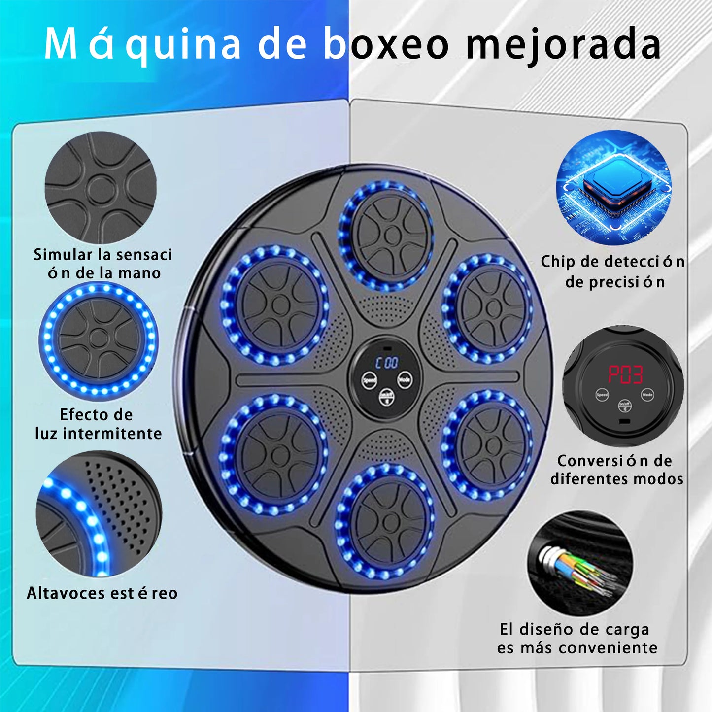 Smart Bluetooth Wall-Mounted Music Boxing Target Trainer – Electronic Punching Machine for Home Gym