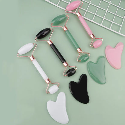 End Gua Sha Massage Roller and Facial Skin Lifting Scraper – Anti-Wrinkle Beeswax Stone Massager