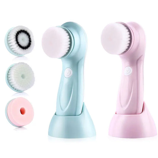 3 in 1 Electric Facial Cleansing Brush – Rechargeable Face Wash Machine, Skin Care Massager & Blackhead Cleaning Device