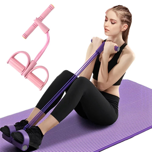 4-Tube Multi-Function Resistance Band – Yoga & Fitness Tension Rope for Sit-Up & Ab Strength
