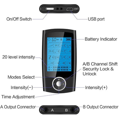 16 Modes TENS EMS Muscle Stimulator