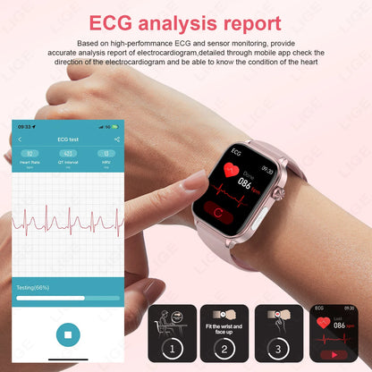 LIGE ECG+PPG Smartwatch – Women’s Health Tracker with Blood Lipid, Uric Acid, Body Temperature & Menstrual Cycle Monitoring