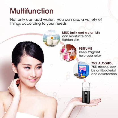 30ml Mini Facial Steamer – Portable Rechargeable Nano Mist Sprayer, Wireless Cool Mist Hydrator for Skin Care & Hydration
