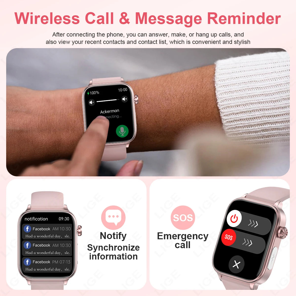 LIGE ECG+PPG Smartwatch – Women’s Health Tracker with Blood Lipid, Uric Acid, Body Temperature & Menstrual Cycle Monitoring