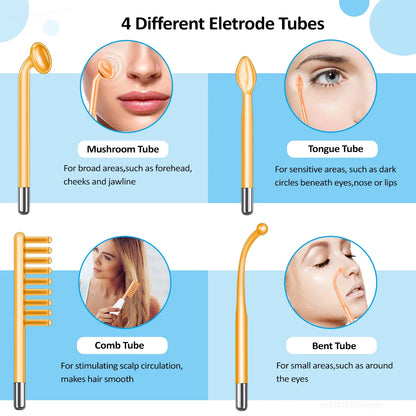 High Frequency Electrotherapy Wand with Neon Argon Glass Tube – Skin Tightening and Wrinkle Removal Device