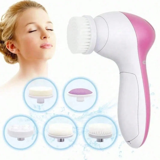 5-in-1 Electric Facial Cleansing Brush – Face Wash & Spa Massager, Blackhead Remover & Exfoliating Cleanser Tool