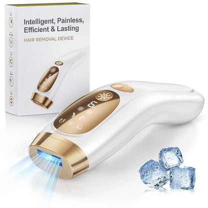 IPL Hair Removal Device with Ice-Cooling – 9 Energy Levels, Unlimited Flashes, Painless Laser Depilator