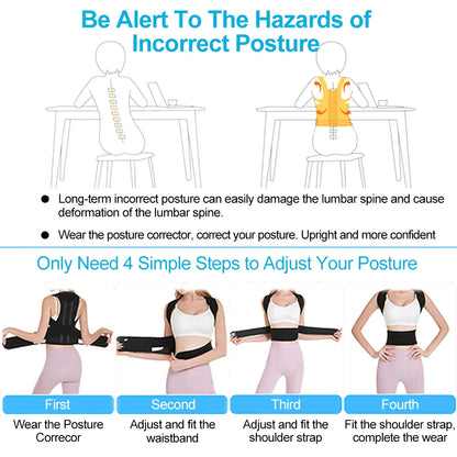Adjustable Back & Shoulder Posture Corrector Belt – Full Spine Clavicle Support for Upper & Lower Back Pain Relief