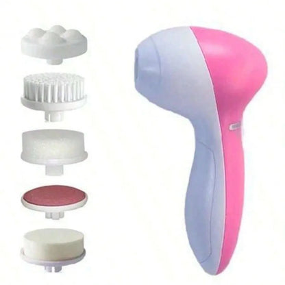 5-in-1 Electric Facial Cleansing Brush – Face Wash & Spa Massager, Blackhead Remover & Exfoliating Cleanser Tool