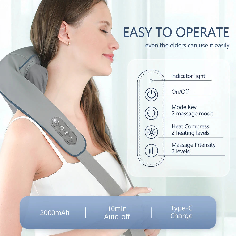 Foreverlily™ Wireless Neck & Back Massager – Hands-Free, Heated Massage Shawl for Deep Relief & Relaxation