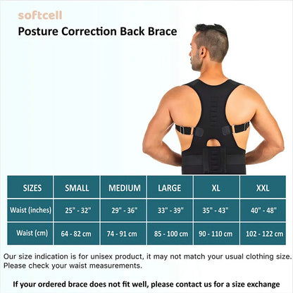 Back Posture Magnetic Shoulder Corrector Support Brace Belt Therapy