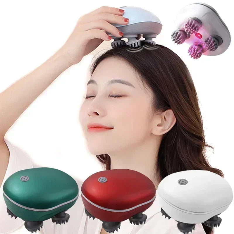 Electric Scalp Head Massager with Red Light Therapy – Anti-Stress Relaxation, Muscle Tension Relief & Fatigue Removal