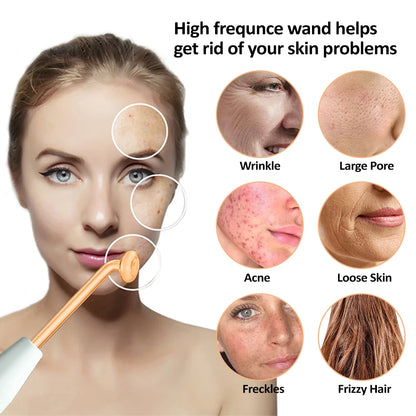 High Frequency Electrotherapy Wand with Neon Argon Glass Tube – Skin Tightening and Wrinkle Removal Device