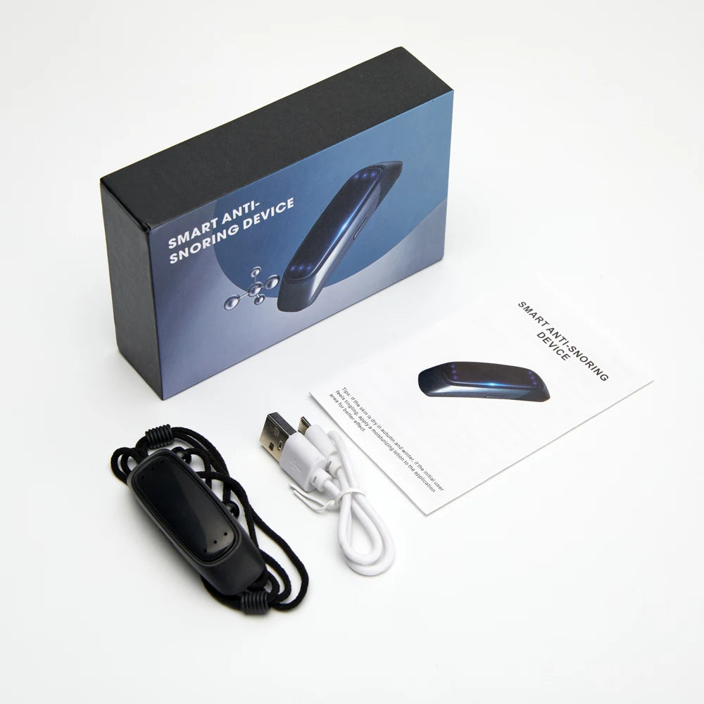 EMS Anti Snoring Device — Portable USB Rechargeable Stop Snore Aid for Comfortable Sleep & Sleep Apnea Relief