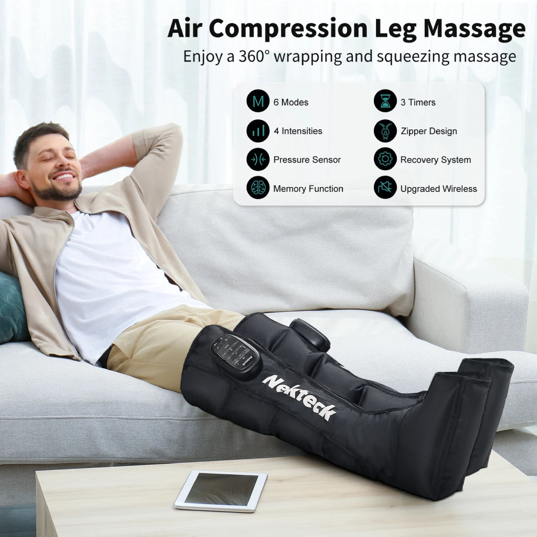 FlexiAir™ Cordless Air Compression Leg Massager Boots – Deep Kneading & Squeeze Therapy for Calf, Foot & Muscle Relaxation