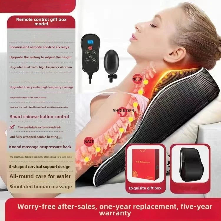 Electric shiatsu neck and back massager with remote control for shoulder and waist pain relief