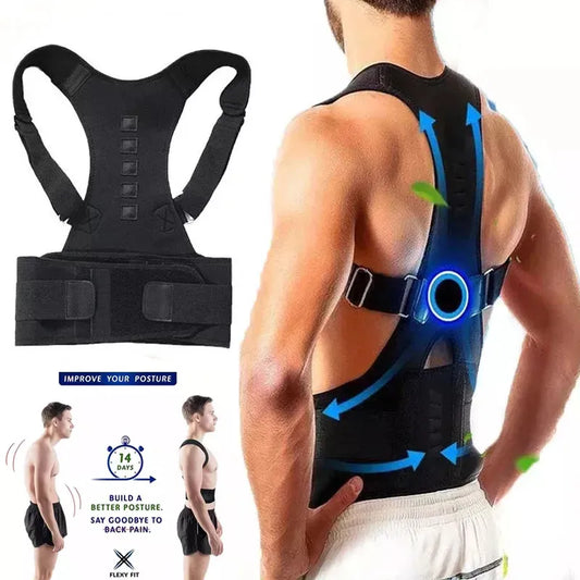 Back Posture Magnetic Shoulder Corrector Support Brace Belt Therapy