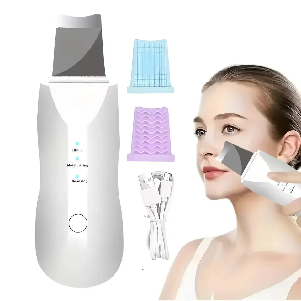 Ultrasonic Skin Scrubber – Deep Face Spatula Blackhead Remover & Facial Cleaner Massager