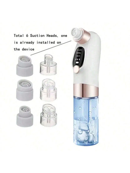 Water Circulation Pore Vacuum Cleaner – Blackhead Remover Beauty Device with 6 Suction Heads & 3 Adjustable Gears
