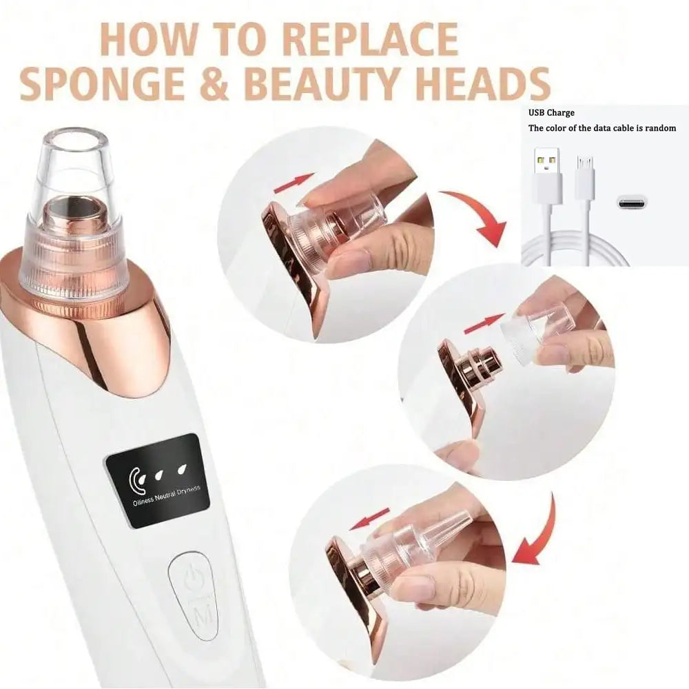 5 Suction Power Blackhead Remover Pore Vacuum – Electric Facial Pore Cleaner & Extractor Tool for Women & Adults