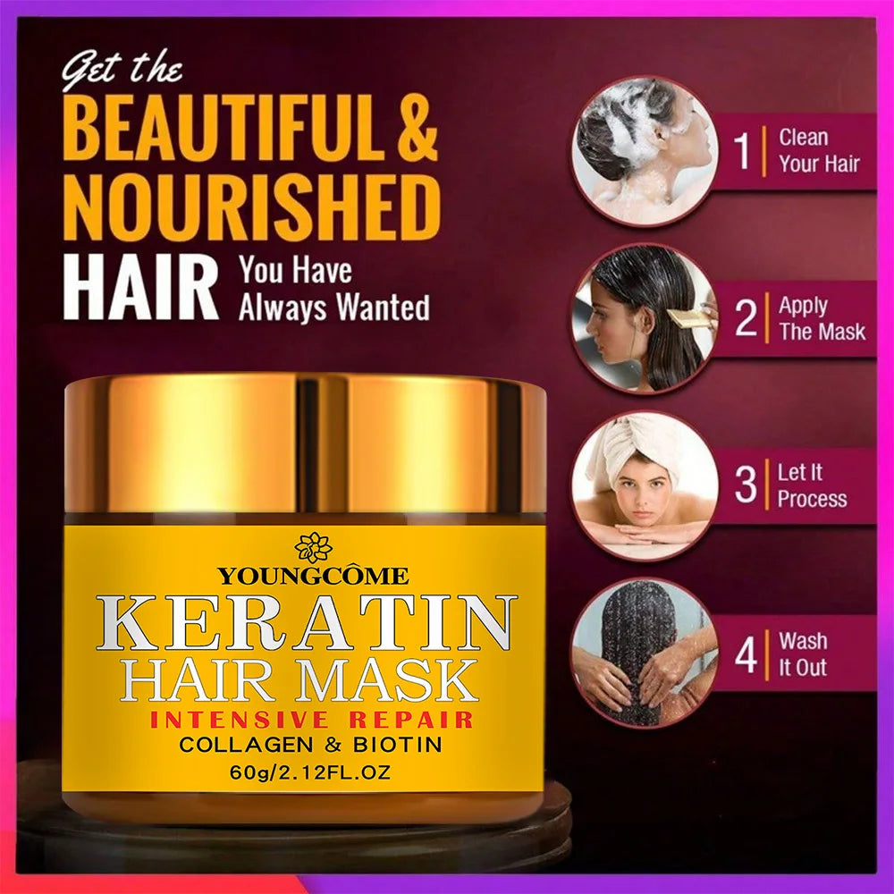 Hair Repair Mask – Biotin Collagen Keratin Treatment, Nourishing Conditioner for Dry & Damaged Hair
