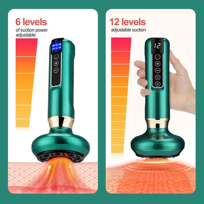 Tricolor Electric Massager GuaSha – Anti-Cellulite Vacuum Suction Cup with Infrared Heat for Slimming & Scraping Therapy