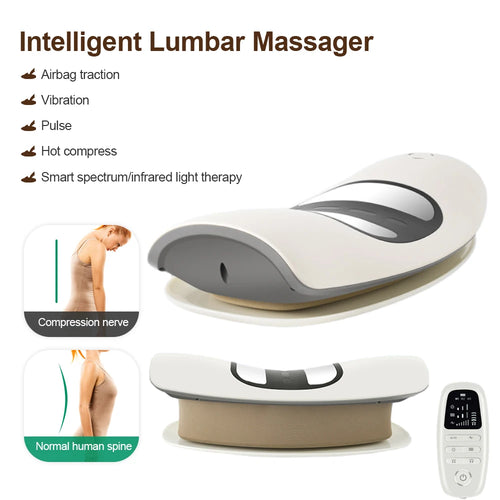 Electric Lumbar Traction & Ergonomic Waist Support Massager Cushion