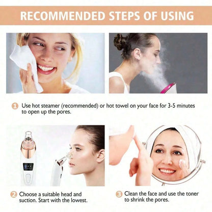 5 Suction Power Blackhead Remover Pore Vacuum – Electric Facial Pore Cleaner & Extractor Tool for Women & Adults