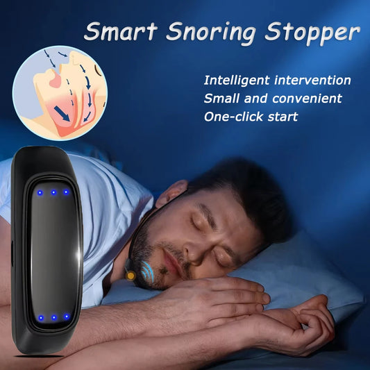EMS Anti Snoring Device — Portable USB Rechargeable Stop Snore Aid for Comfortable Sleep & Sleep Apnea Relief