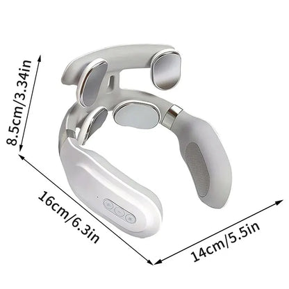 4-Head Neck Massage Machine – Heated Cervical Spine Massager with Vibration, Hot Compress & Breathing Light