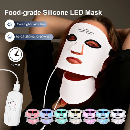 Wireless Silicone LED Face & Neck Mask – 7-Color Photon Therapy