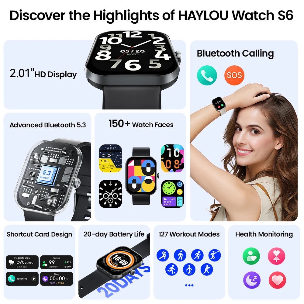 Watch S6 Voice-Call Smartwatch (Unisex) — Health Monitoring, IP68 Waterproof, Voice Assistant & Smart Notifications