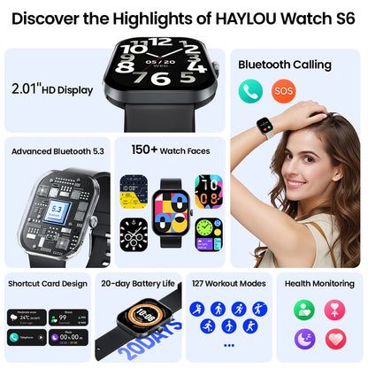 Watch S6 Voice-Call Smartwatch (Unisex) — Health Monitoring, IP68 Waterproof, Voice Assistant & Smart Notifications